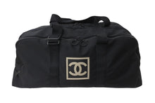 画像をギャラリービューアに読み込む, CHANEL シャネル ボストンバッグ スポーツライン ココマーク コットンキャンバス ブラック 7番台 美品 中古 56832