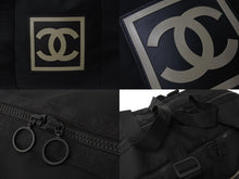 画像をギャラリービューアに読み込む, CHANEL シャネル ボストンバッグ スポーツライン ココマーク コットンキャンバス ブラック 7番台 美品 中古 56832