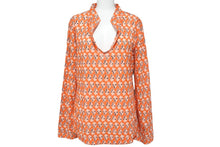 画像をギャラリービューアに読み込む, Tory Burch トリーバーチ 長袖シャツ オレンジ スパンコール ぶどう サイズ4 レディース 美品 中古 56847