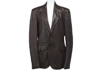 画像をギャラリービューアに読み込む, GUCCI グッチ シェリーライン テーラードジャケット ブラウン 羊革 レーヨン アウター 200327 XN256 サイズ46 美品 中古 56849