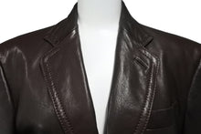 画像をギャラリービューアに読み込む, GUCCI グッチ シェリーライン テーラードジャケット ブラウン 羊革 レーヨン アウター 200327 XN256 サイズ46 美品 中古 56849