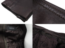 画像をギャラリービューアに読み込む, GUCCI グッチ シェリーライン テーラードジャケット ブラウン 羊革 レーヨン アウター 200327 XN256 サイズ46 美品 中古 56849