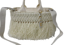 Load image into Gallery viewer, 極美品 PRADA プラダ 2WAYハンドバッグ 1BG089 キャンバス ラフィア カゴ ストロー ホワイト ゴールド金具 中古 56860