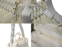 Load image into Gallery viewer, 極美品 PRADA プラダ 2WAYハンドバッグ 1BG089 キャンバス ラフィア カゴ ストロー ホワイト ゴールド金具 中古 56860