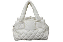画像をギャラリービューアに読み込む, CHANEL シャネル ハンドバッグ コココクーン 14番台 A48619 ホワイト ナイロン シルバー金具 良品 中古 56862