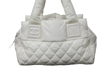 画像をギャラリービューアに読み込む, CHANEL シャネル ハンドバッグ コココクーン 14番台 A48619 ホワイト ナイロン シルバー金具 良品 中古 56862