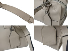 画像をギャラリービューアに読み込む, LOEWE ロエベ 2WAYハンドバッグ アマソナ28 アナグラム レザー ベージュ シルバー金具 美品 中古 56863