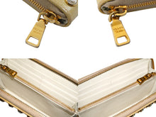 Load image into Gallery viewer, PRADA プラダ 財布 ラウンドファスナー長財布 ビジュー ラインストーン エナメル ベージュ ゴールド金具 中古 56866