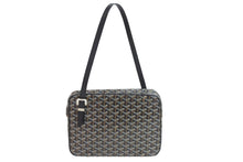 Load image into Gallery viewer, 極美品 GOYARD ゴヤール ヨナGM ショルダーバッグ ブラック レザー コーティングキャンバス シルバー金具 中古 56891