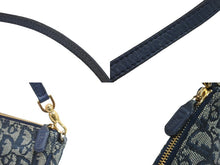 画像をギャラリービューアに読み込む, Christian Dior クリスチャンディオール トロッター サドル ポーチ ネイビー ロゴ ハンドバッグ 鞄 総柄 CR1000 美品 中古 56898