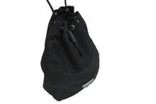 Load image into Gallery viewer, PRADA プラダ ポーチ ポシェット 巾着 トライアングルロゴ ナイロン ブラック シルバー金具 美品 中古 56901