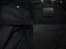 Load image into Gallery viewer, PRADA プラダ ポーチ ポシェット 巾着 トライアングルロゴ ナイロン ブラック シルバー金具 美品 中古 56901