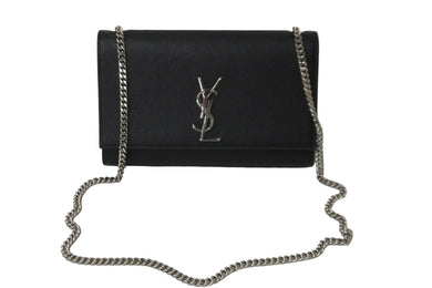 極美品 YVES SAINT LAURENT イヴサンローラン ケイト ショルダーバッグ YSL3640210820 ブラック シルバー金具 中古 56932