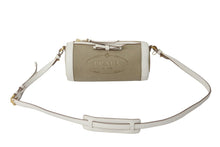 Load image into Gallery viewer, PRADA プラダ ドラム型ショルダ－バッグ キャンバス レザー リボン ベージュ ホワイト ゴールド金具 美品 中古 56933