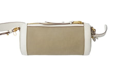 Load image into Gallery viewer, PRADA プラダ ドラム型ショルダ－バッグ キャンバス レザー リボン ベージュ ホワイト ゴールド金具 美品 中古 56933