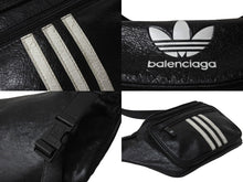 画像をギャラリービューアに読み込む, 新品同様 BALENCIAGA バレンシアガ adidas アディダス ベルトバッグ ヴィンテージ加工 ラムスキン 721841210M4 中古 56937