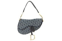 Load image into Gallery viewer, 極美品 Christian Dior クリスチャンディオール ワンショルダーバッグ サドルバッグ トロッター柄 キャンバス ネイビー 中古 56955