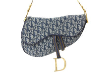 Load image into Gallery viewer, 極美品 Christian Dior クリスチャンディオール ワンショルダーバッグ サドルバッグ トロッター柄 キャンバス ネイビー 中古 56955