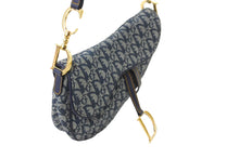 Load image into Gallery viewer, 極美品 Christian Dior クリスチャンディオール ワンショルダーバッグ サドルバッグ トロッター柄 キャンバス ネイビー 中古 56955
