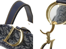 Load image into Gallery viewer, 極美品 Christian Dior クリスチャンディオール ワンショルダーバッグ サドルバッグ トロッター柄 キャンバス ネイビー 中古 56955