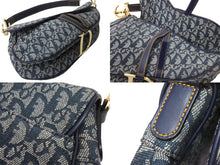Load image into Gallery viewer, 極美品 Christian Dior クリスチャンディオール ワンショルダーバッグ サドルバッグ トロッター柄 キャンバス ネイビー 中古 56955