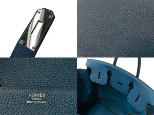 新品同様 HERMES エルメス ハンドバッグ オータクロア40 ブルーイズミール トゴ パラジウム金具 中古 56956