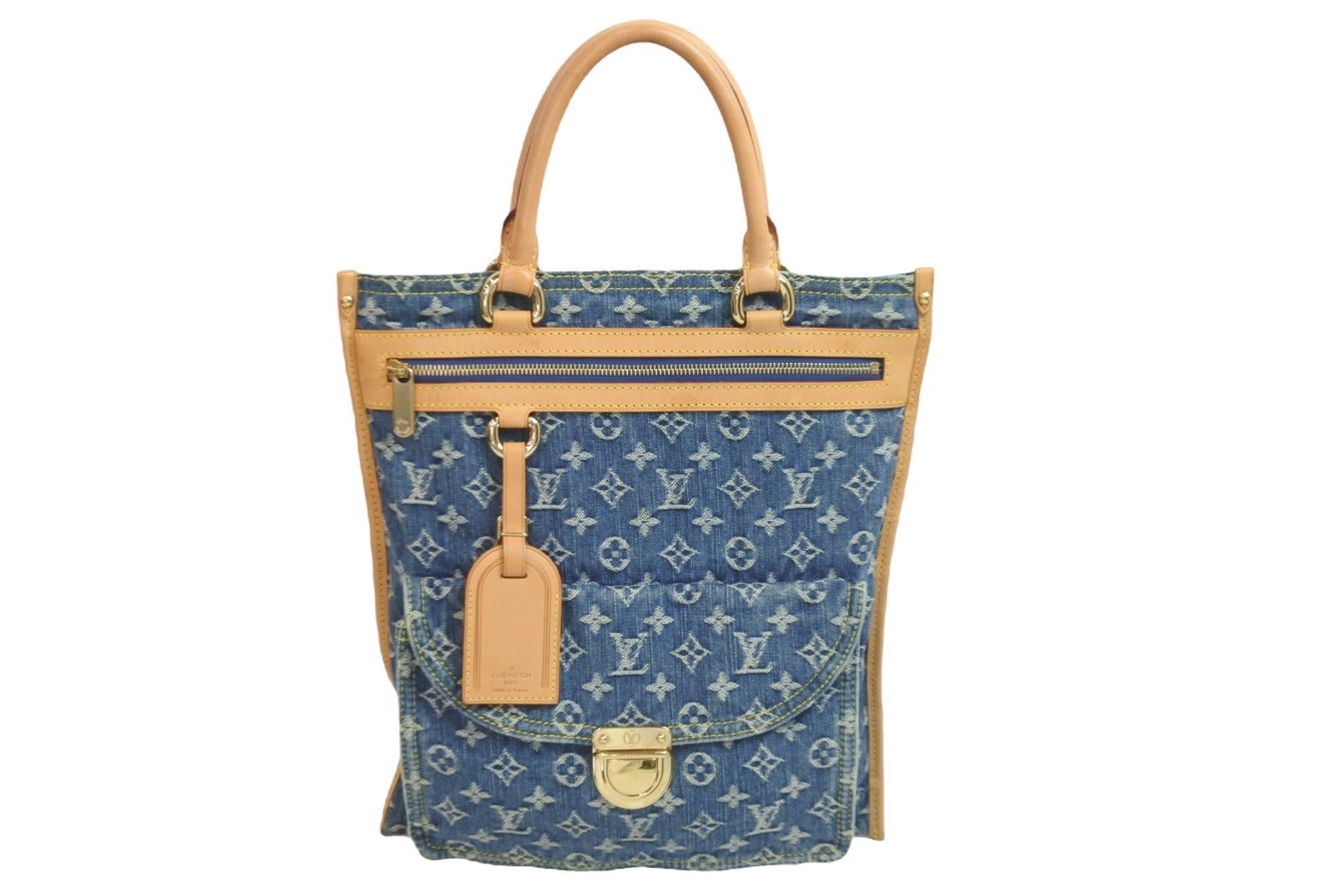 LOUIS VUITTON ルイヴィトン トートバッグ フラットショッパー M95018 モノグラム デニム ブルー ゴールド金具 美品 中古  56977 – Casanova Vintage