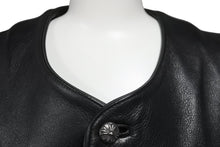 画像をギャラリービューアに読み込む, 極美品 CHROME HEARTS クロムハーツ ベスト CHクロスボタン ブラック 牛革 シルバー925 サイズS 中古 56994
