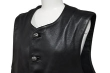 画像をギャラリービューアに読み込む, 極美品 CHROME HEARTS クロムハーツ ベスト CHクロスボタン ブラック 牛革 シルバー925 サイズS 中古 56994