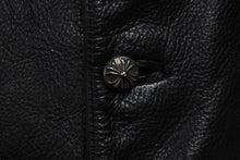 画像をギャラリービューアに読み込む, 極美品 CHROME HEARTS クロムハーツ ベスト CHクロスボタン ブラック 牛革 シルバー925 サイズS 中古 56994
