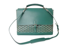 画像をギャラリービューアに読み込む, 極美品 GOYARD ゴヤール ハンドバッグ シタダン メッセンジャーPM PVCコーティングキャンバス グリーン シルバー金具 中古 57021