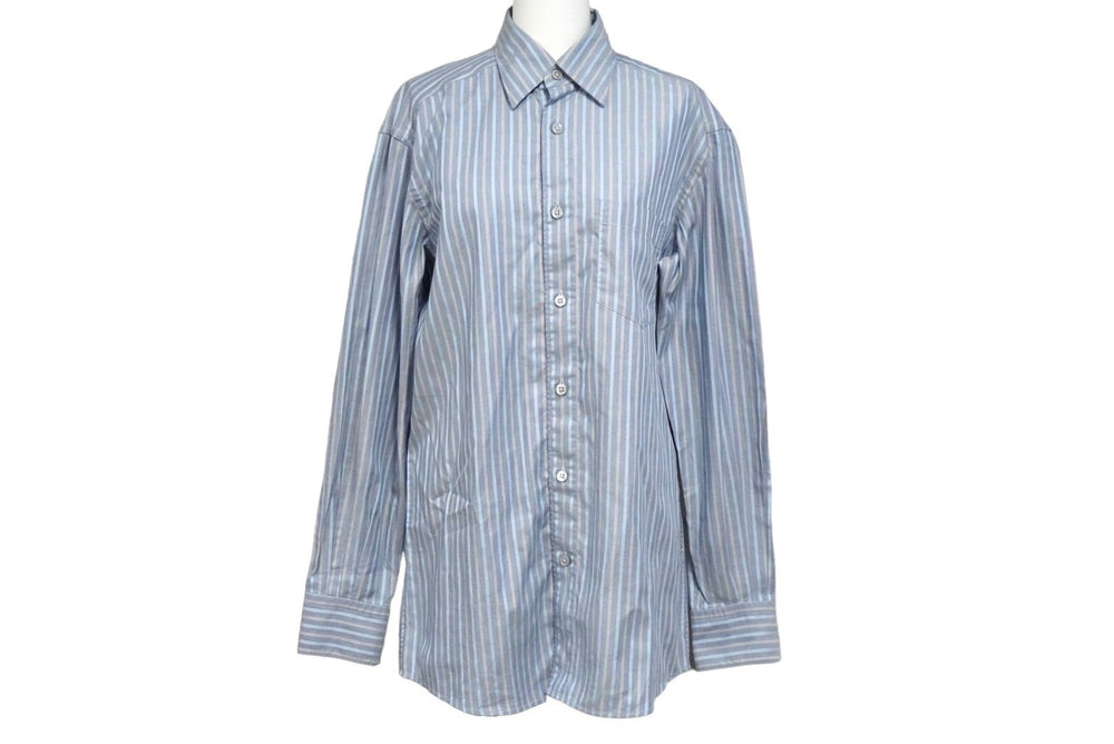 Ermenegildo Zegna エルメネジルド ゼニア 長袖シャツ ノーストレッチファブリック ストライプ インディゴ S 美品 中古 57093