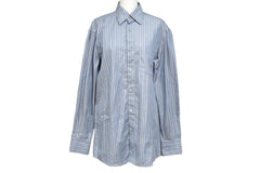 Ermenegildo Zegna エルメネジルド ゼニア 長袖シャツ ノーストレッチファブリック ストライプ インディゴ S 美品 中古 57093