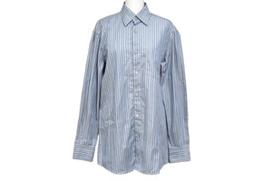 Ermenegildo Zegna エルメネジルド ゼニア 長袖シャツ ノーストレッチファブリック ストライプ インディゴ S 美品 中古 57093