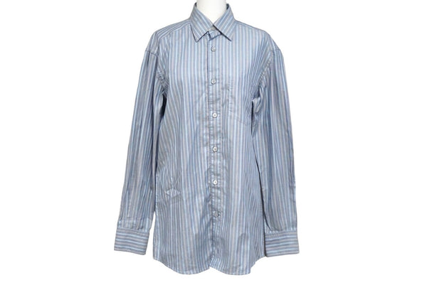 Ermenegildo Zegna エルメネジルド ゼニア 長袖シャツ ノーストレッチファブリック ストライプ インディゴ S 美品 中古 57093