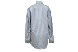 Ermenegildo Zegna エルメネジルド ゼニア 長袖シャツ ノーストレッチファブリック ストライプ インディゴ S 美品 中古 57093