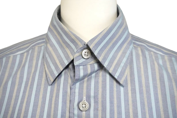 Ermenegildo Zegna エルメネジルド ゼニア 長袖シャツ ノーストレッチファブリック ストライプ インディゴ S 美品 中古 57093