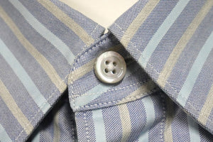 Ermenegildo Zegna エルメネジルド ゼニア 長袖シャツ ノーストレッチファブリック ストライプ インディゴ S 美品 中古 57093