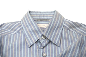 Ermenegildo Zegna エルメネジルド ゼニア 長袖シャツ ノーストレッチファブリック ストライプ インディゴ S 美品 中古 57093