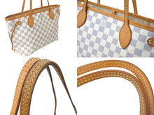 画像をギャラリービューアに読み込む, LOUIS VUITTON ルイヴィトン トートバッグ ネヴァーフルPM ダミエアズールキャンバス N41362 ホワイトゴールド金具 美品 中古 57127