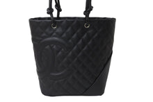 画像をギャラリービューアに読み込む, 極美品 CHANEL シャネル カンボンライン ミディアム トートバッグ 8番台 ブラック ラムスキン A25167 シルバー金具 中古 57129