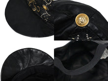 画像をギャラリービューアに読み込む, VERSACE ヴェルサーチ キャップ 帽子 メデューサ ヴィンテージ 90年代 レザー ブラック ゴールド金具 サイズS 良品 中古 57191