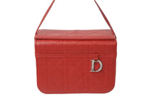 画像をギャラリービューアに読み込む, 極美品 Christian Dior クリスチャンディオール ポーチ ハンドバッグ カナージュ レッド レザー シルバー金具 中古 57203