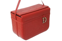 画像をギャラリービューアに読み込む, 極美品 Christian Dior クリスチャンディオール ポーチ ハンドバッグ カナージュ レッド レザー シルバー金具 中古 57203
