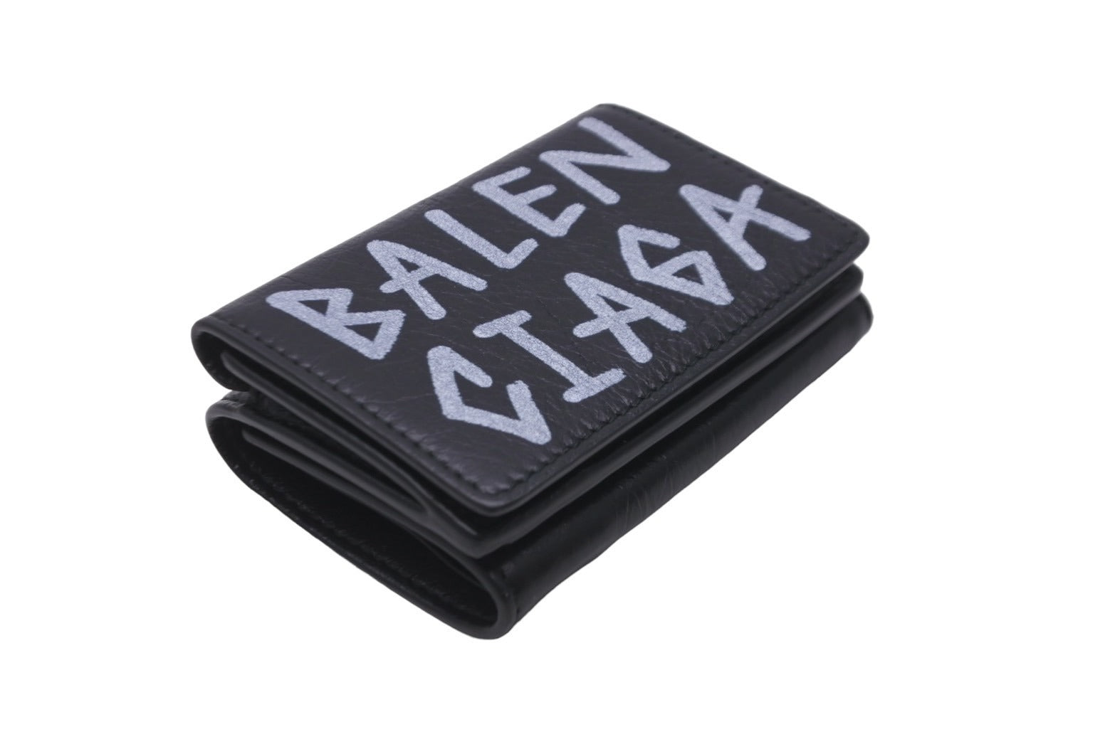 BALENCIAGA バレンシアガ 三つ折り財布 ブラック レザー 美品ホック式内側