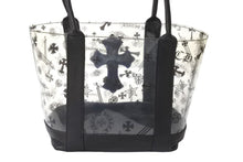 画像をギャラリービューアに読み込む, 極美品 CHROME HEARTS クロムハーツ ハンドバッグ セメタリークロス クリア ミニバッグ ブラック レザー ビニール 中古 57228
