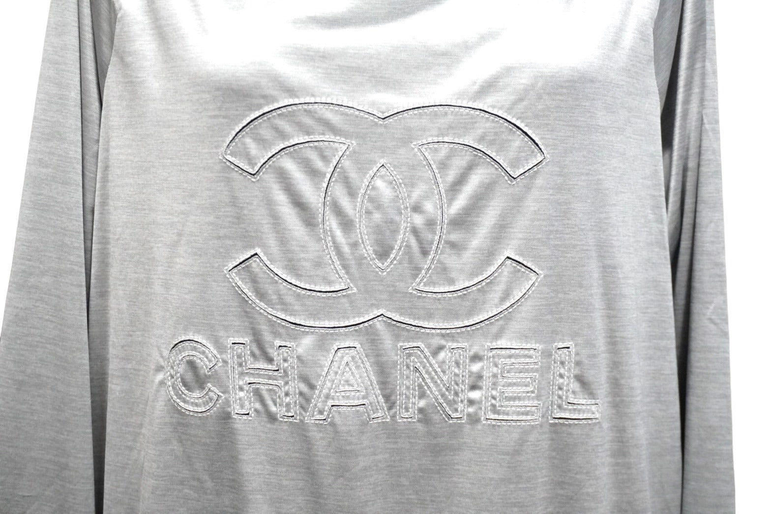 CHANEL シャネル 長袖Ｔシャツ ビッグCCロゴTシャツ サイズ38 シルバー 