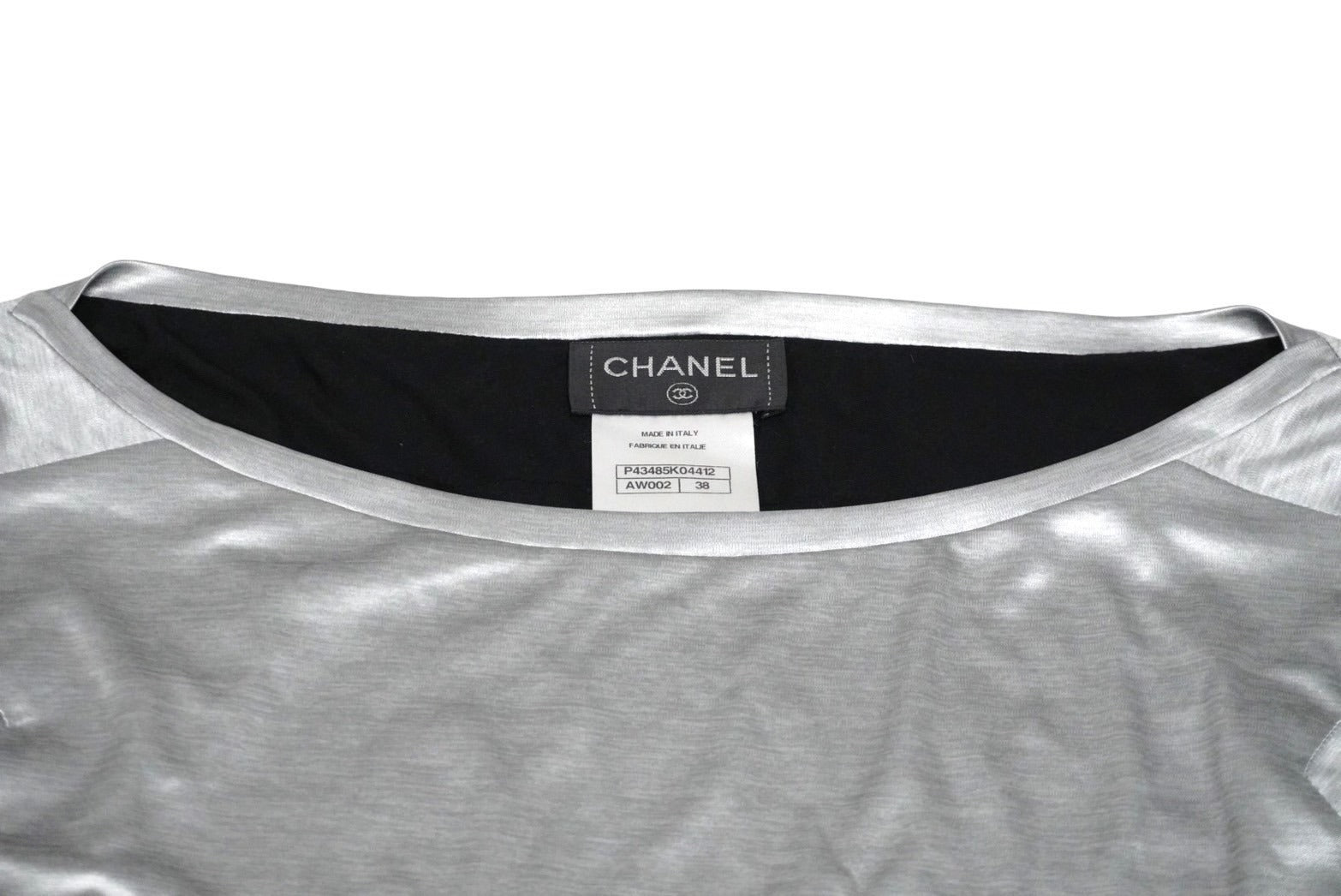 CHANEL シャネル 長袖Ｔシャツ ビッグCCロゴTシャツ サイズ38 シルバー ...