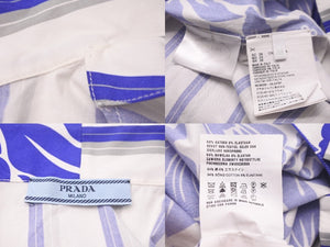 PRADA プラダ 半袖シャツ アロハシャツ P433B0 S212 1ZTE ブルー グレー ホワイト レディース サイズ 38 美品 中古 57310