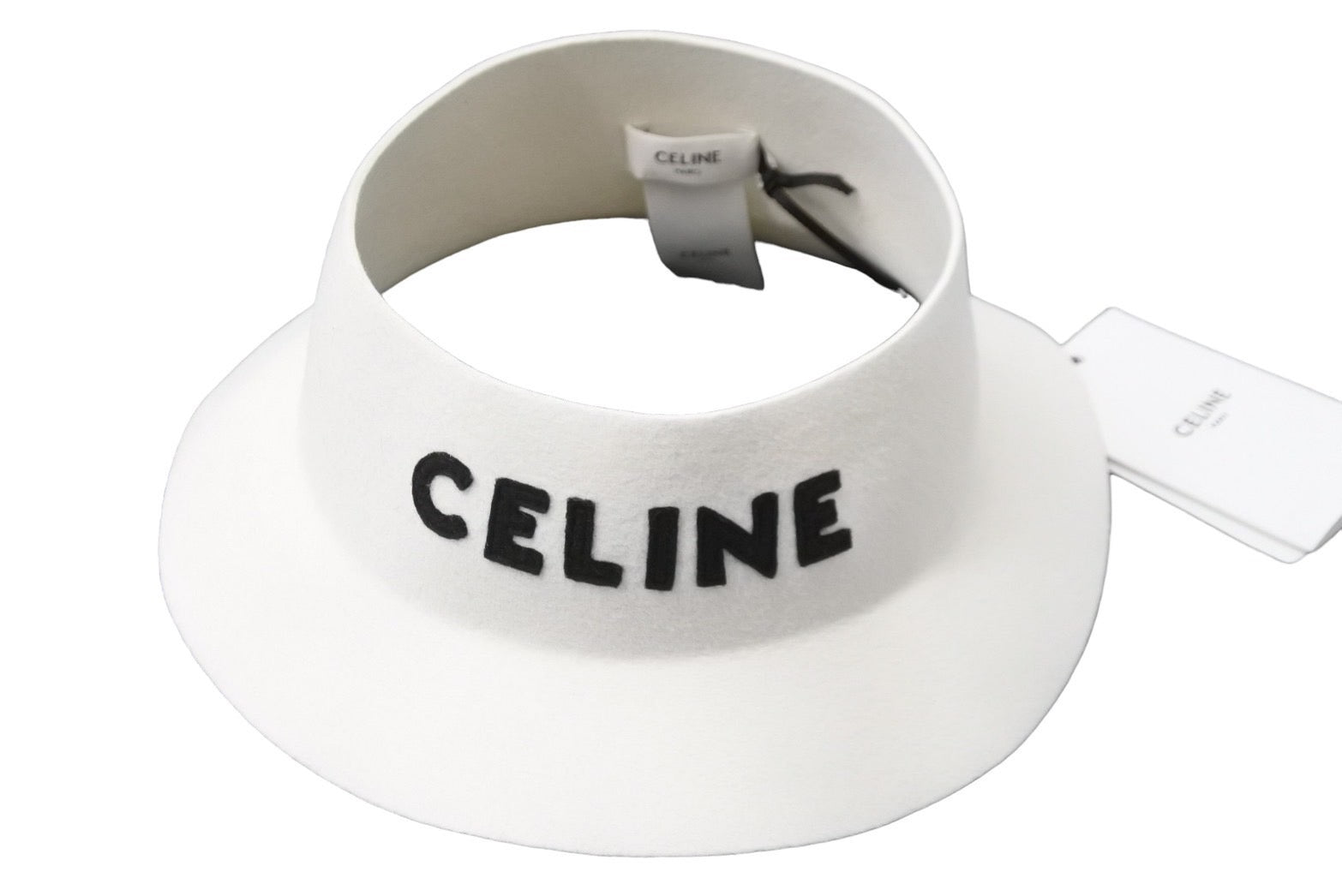 新品同様 CELINE セリーヌ クラウンレスハット 帽子 ブランドロゴ 